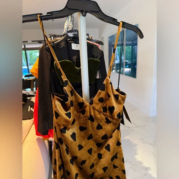 SAINT LAURENT Heart Print Velvet Mini Slip dress - Picture 4 of 11